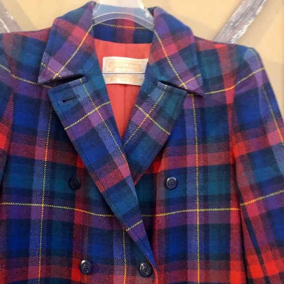 Vintage 70s Pendleton wool plaid Jacket Coat 10 - Picture 3 of 4